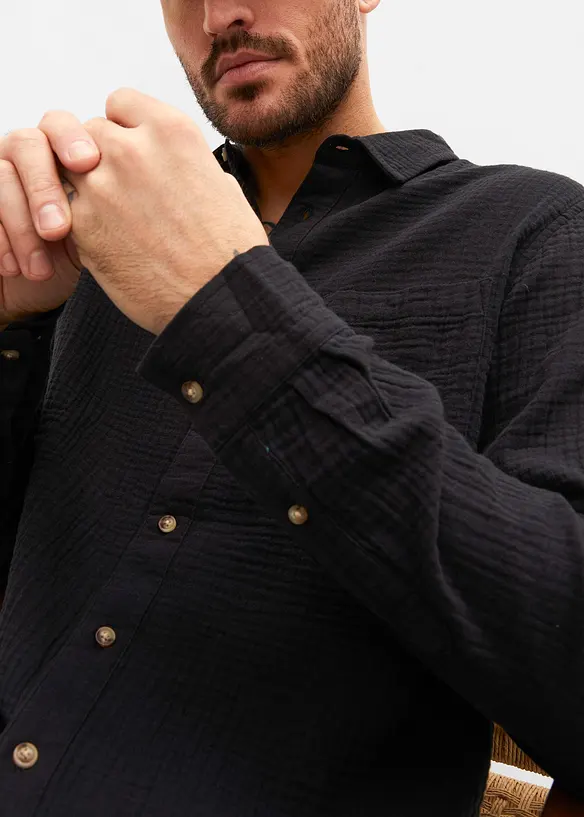 Chemise manches longues en gaze 100% coton, bonprix