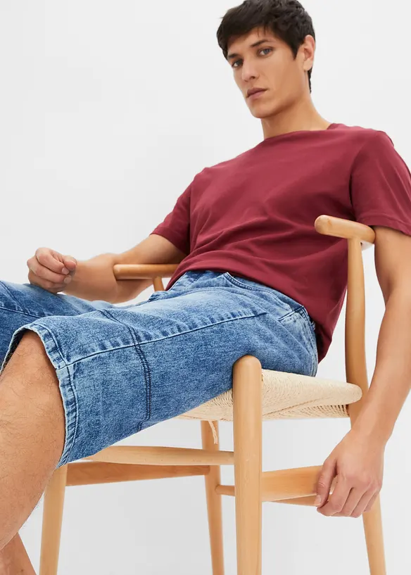 Bermuda long et l&eacute;ger en jean extensible, Regular, bonprix