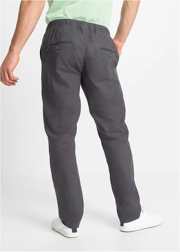 Pantalon droit taille &eacute;lastiqu&eacute;e en lin majoritaire, Regular, bonprix