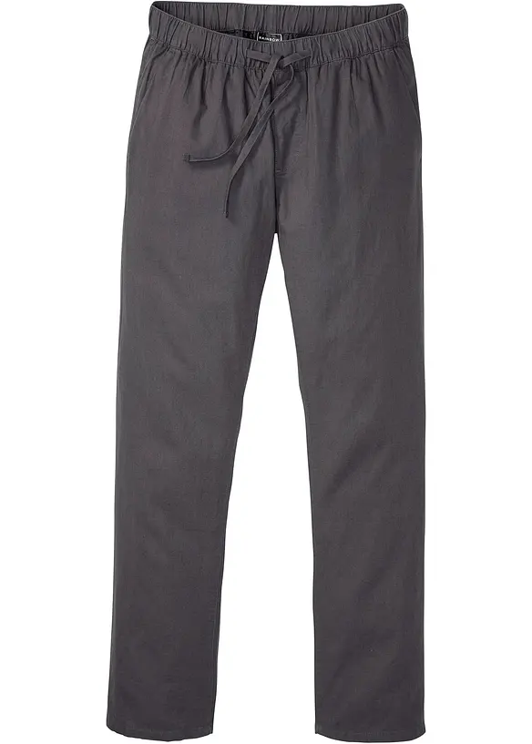Pantalon droit taille &eacute;lastiqu&eacute;e en lin majoritaire, Regular, bonprix