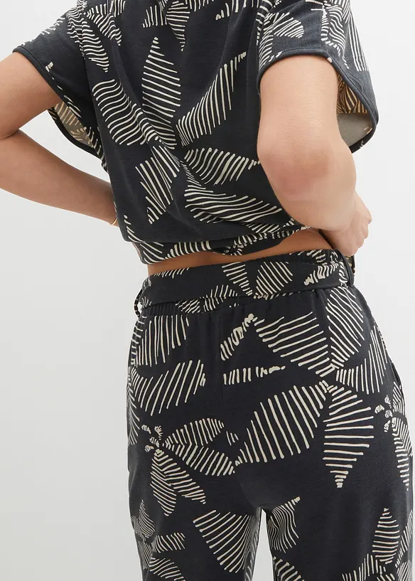 Pantalon taille élastiquée avec lien à nouer, bonprix