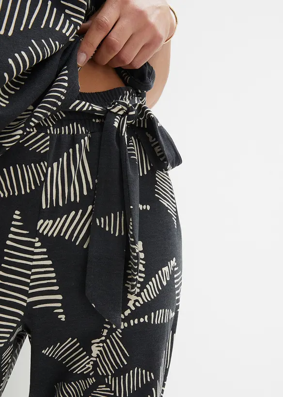 Pantalon taille élastiquée avec lien à nouer, bonprix