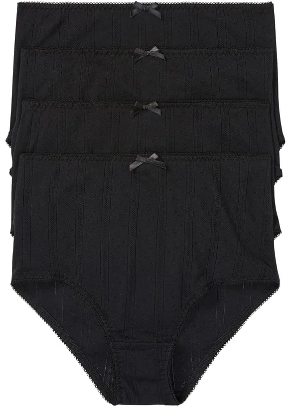 Lot de 4 slips taille haute en coton léger, bonprix