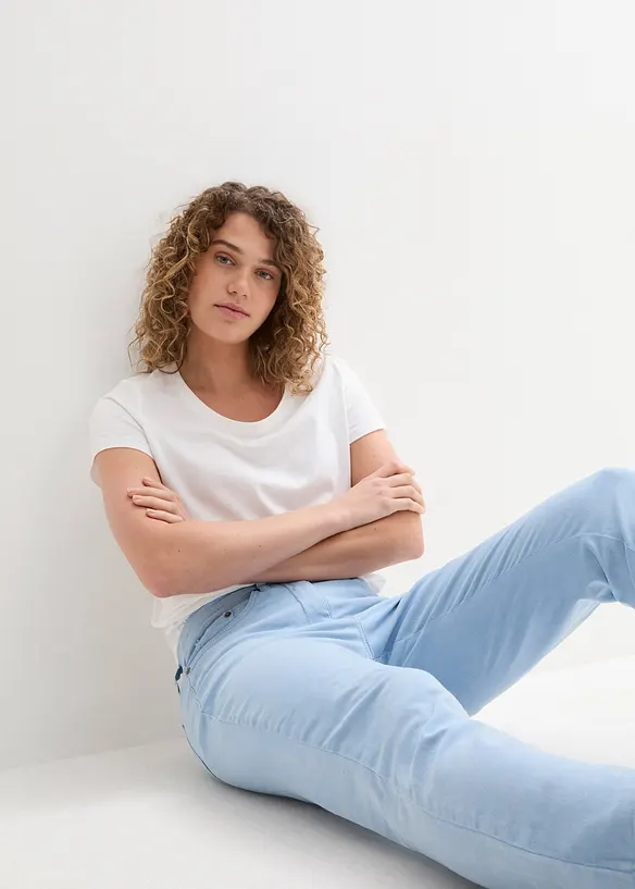 Pantalon twill raccourci look used, bonprix