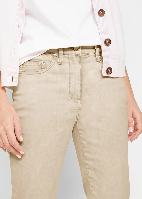 Pantalon twill raccourci look used, bonprix