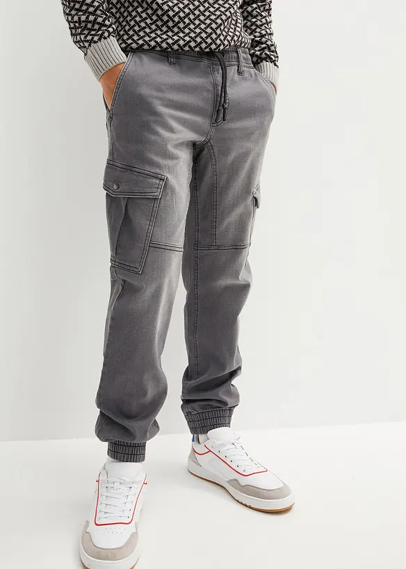 Jean jogger droit avec poches cargo, Regular, bonprix