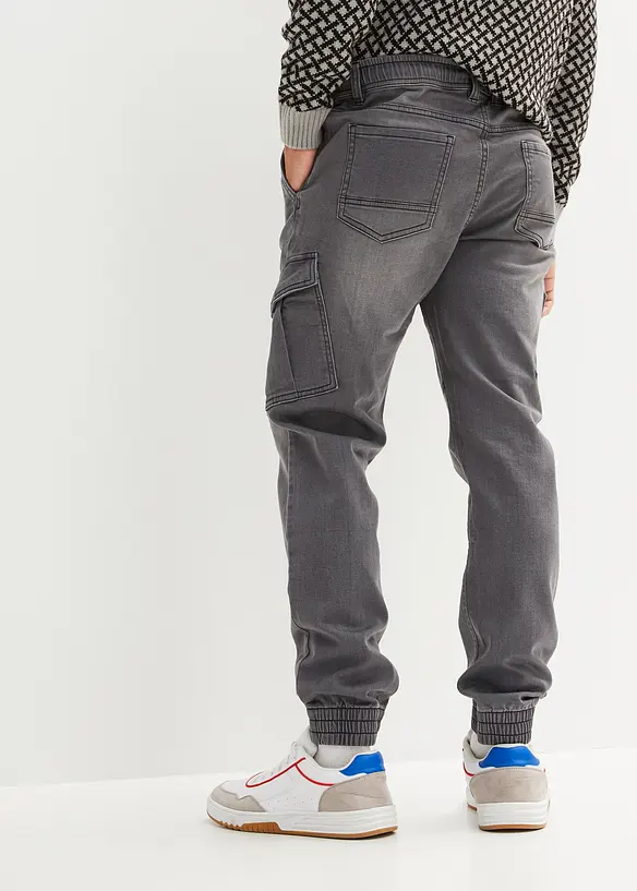 Jean jogger droit avec poches cargo, Regular, bonprix