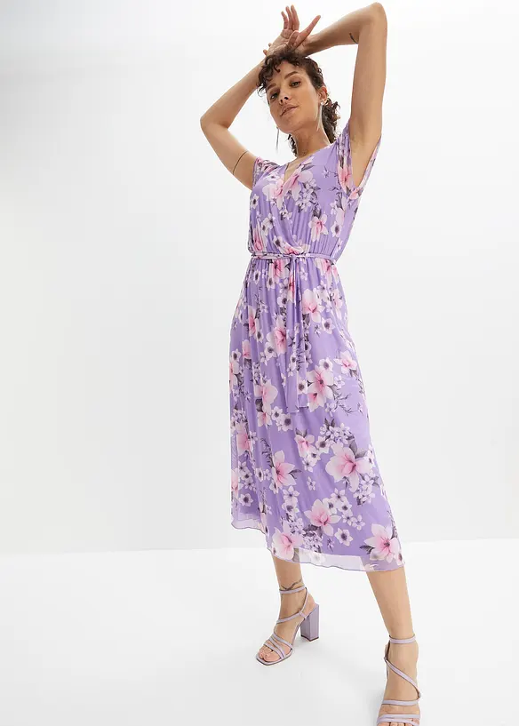 Robe midi imprim&eacute;e en mesh, bonprix