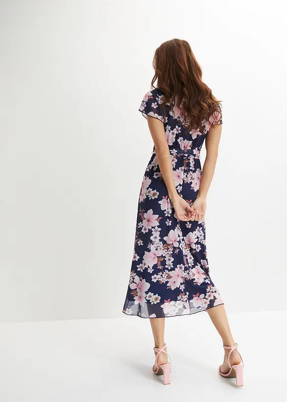Robe midi imprimée en mesh, bonprix