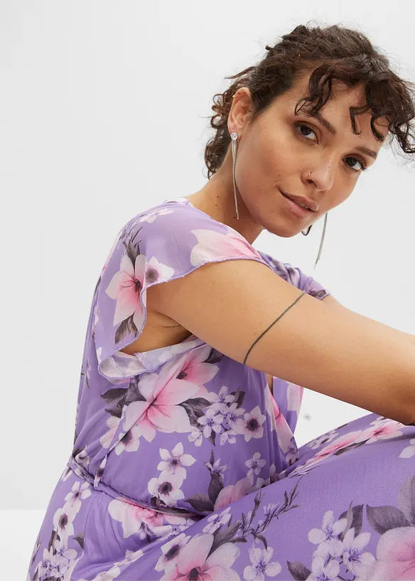 Robe midi imprim&eacute;e en mesh, bonprix