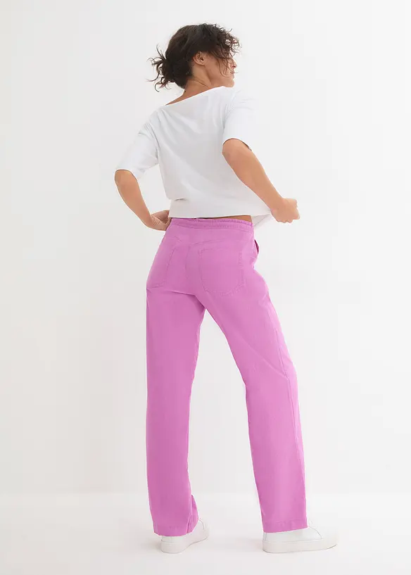Pantalon large en lin m&eacute;lang&eacute;, bonprix