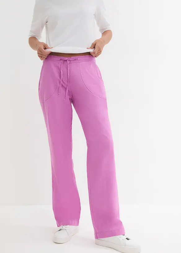Pantalon large en lin m&eacute;lang&eacute;, bonprix
