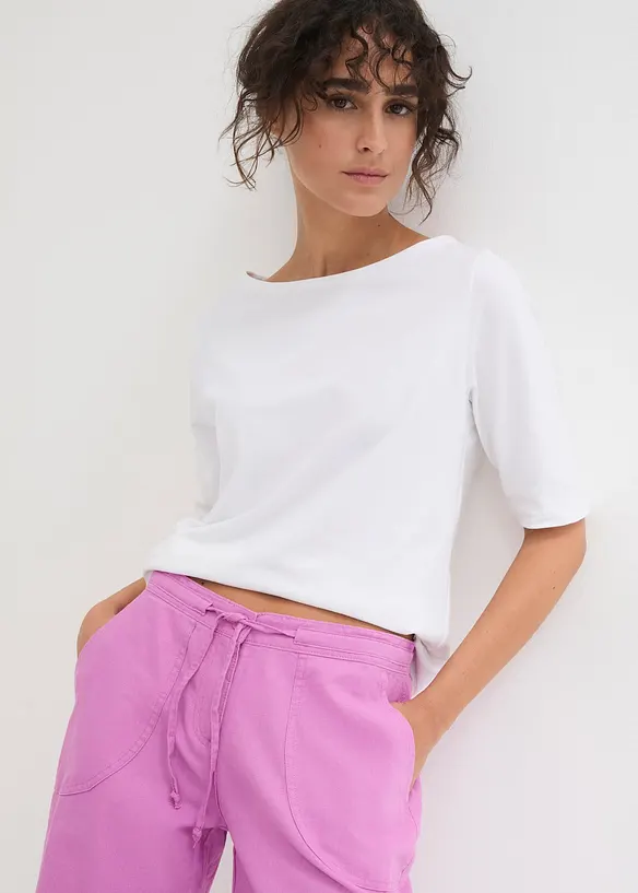 Pantalon large en lin m&eacute;lang&eacute;, bonprix