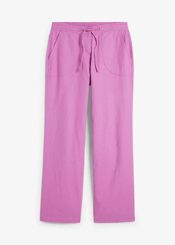 Pantalon large en lin m&eacute;lang&eacute;, bonprix