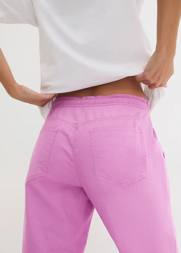 Pantalon large en lin m&eacute;lang&eacute;, bonprix