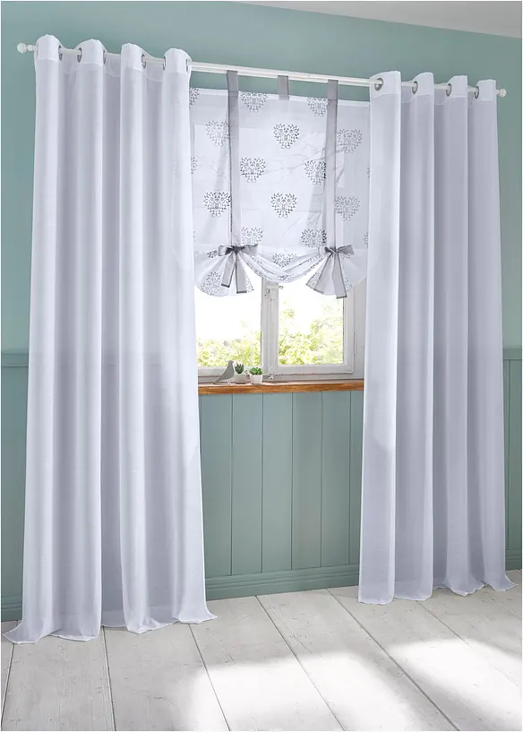 Voilage à nouer imprimé cœur, bonprix