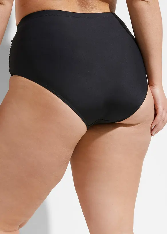 Bas de bikini taille haute sculptant à fronces, maintien léger, bonprix