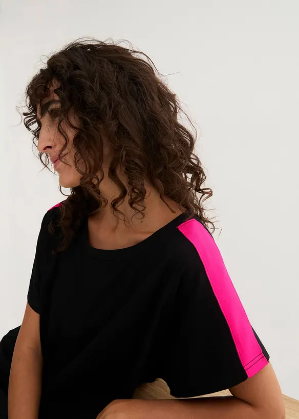 T-shirt 100% coton avec galon fluo, bonprix