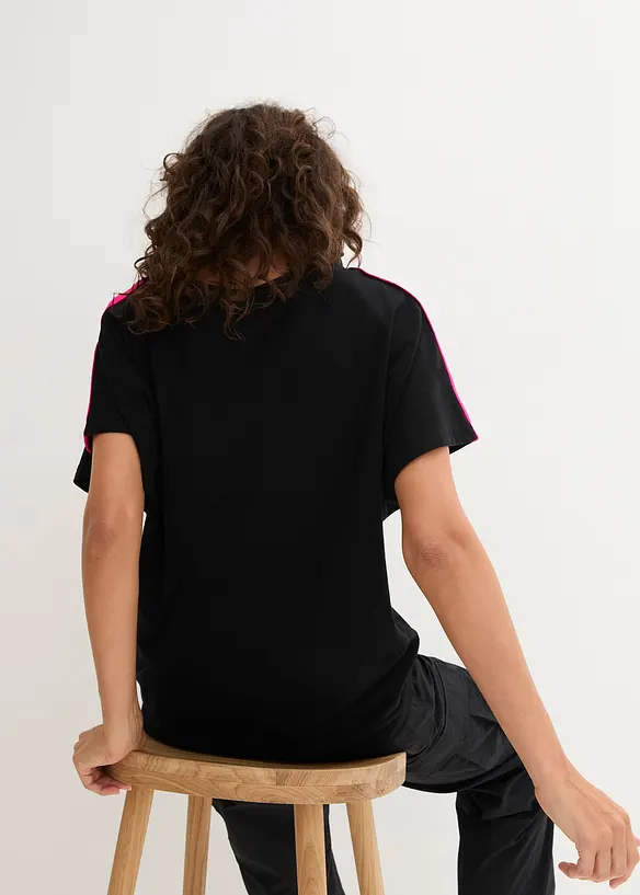 T-shirt 100% coton avec galon fluo, bonprix