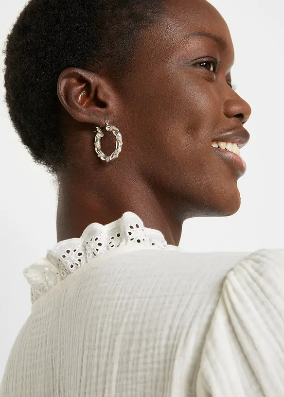 Chemisier en gaze de coton avec broderies anglaises, bonprix