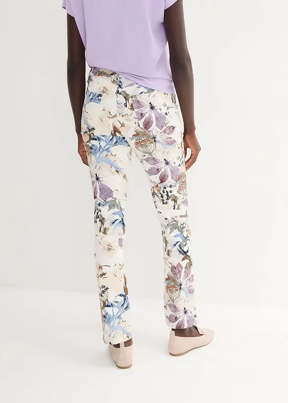 Pantalon extensible imprimé fleurs, bonprix