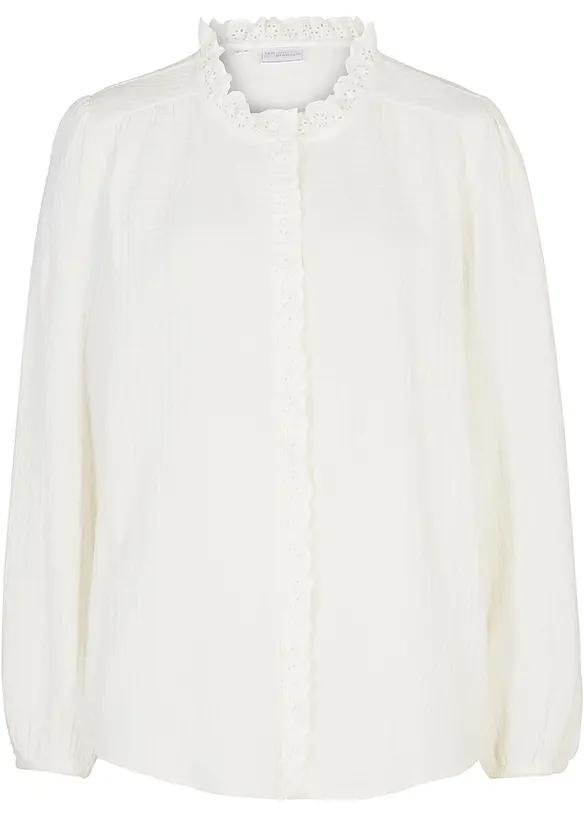 Chemisier en gaze de coton avec broderies anglaises, bonprix