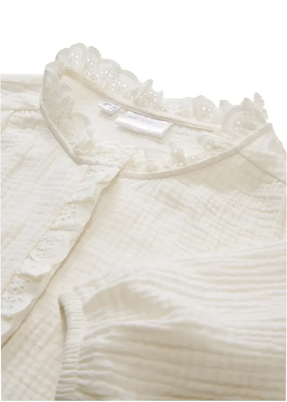 Chemisier en gaze de coton avec broderies anglaises, bonprix