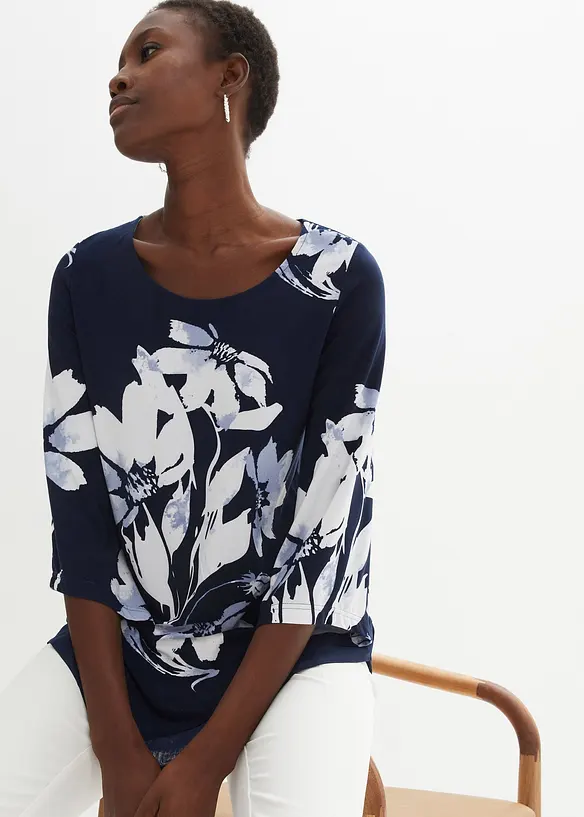 T-shirt tunique &agrave; motif floral, bonprix