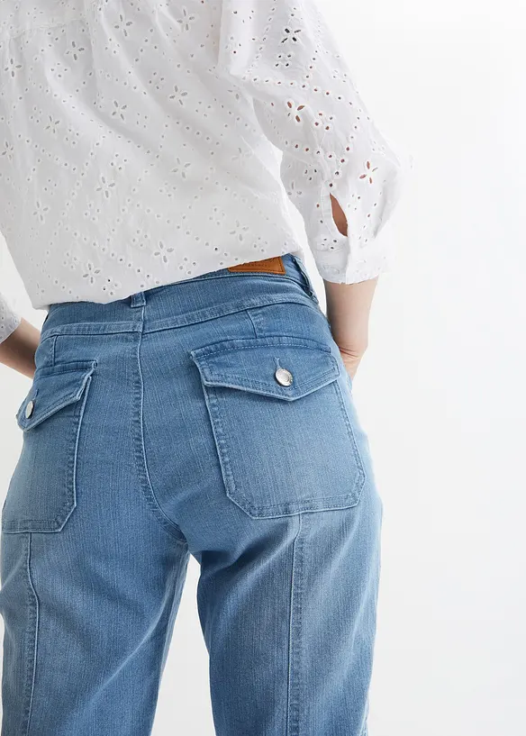 Jean straight, taille moyenne, retroussable, bonprix