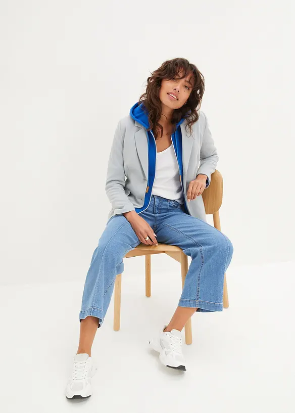 Jean taille moyenne, jambe évasée, cropped, bonprix