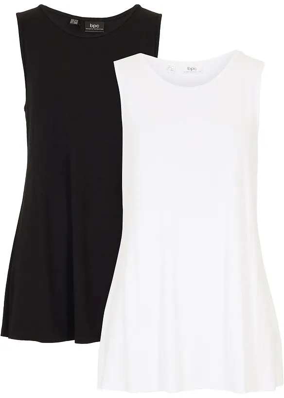 Lot de 2 débardeurs longs en viscose douce, bonprix