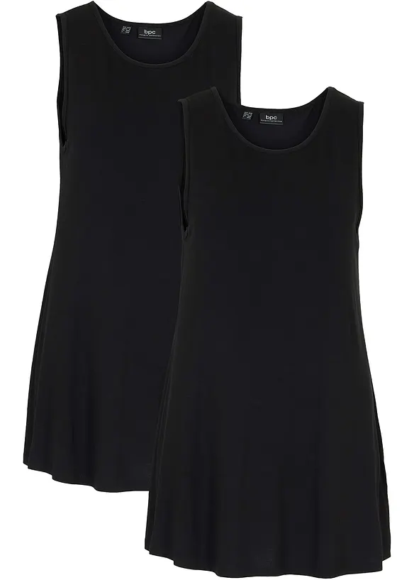 Lot de 2 débardeurs longs en viscose douce, bonprix