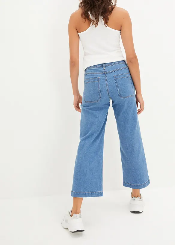 Jean taille moyenne, jambe évasée, cropped, bonprix