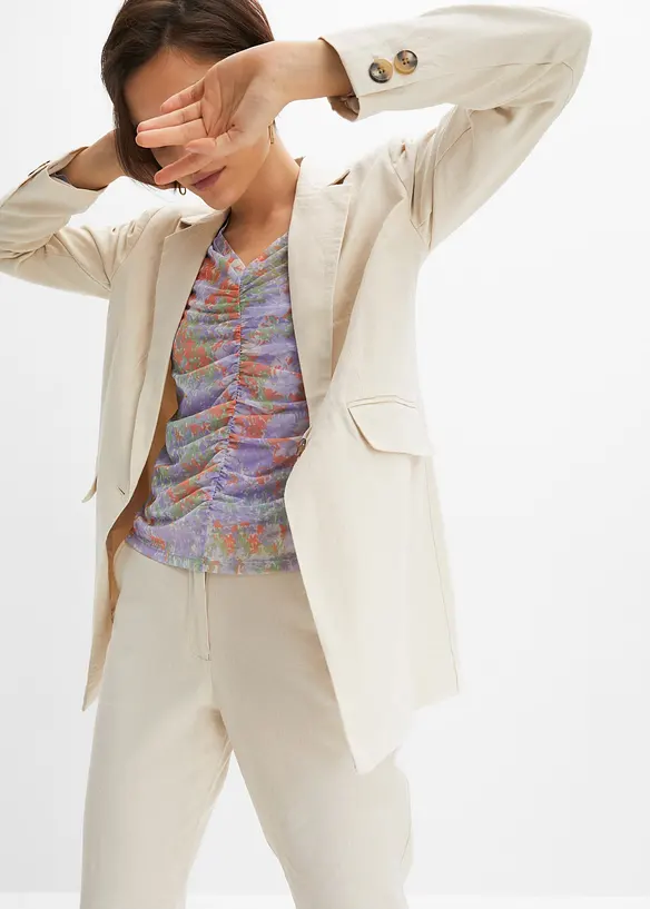 Blazer long en lin et viscose, bonprix