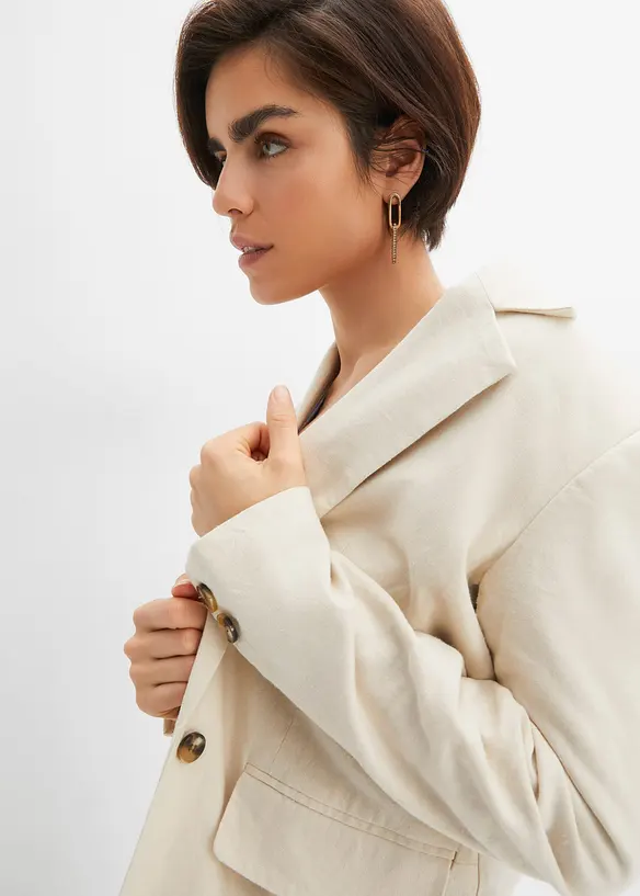 Blazer long en lin et viscose, bonprix