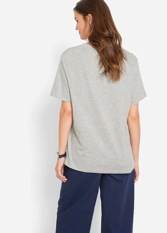 Lot de 5 T-shirts longs et amples à col V, bonprix