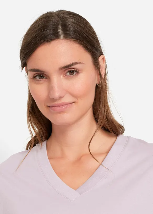 Lot de 5 T-shirts longs et amples à col V, bonprix