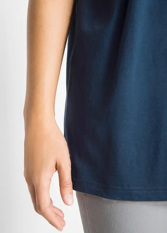 Lot de 5 T-shirts longs et amples à col V, bonprix