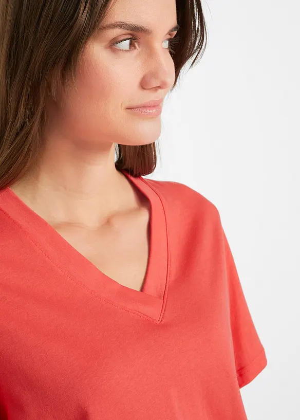 Lot de 5 T-shirts longs et amples à col V, bonprix