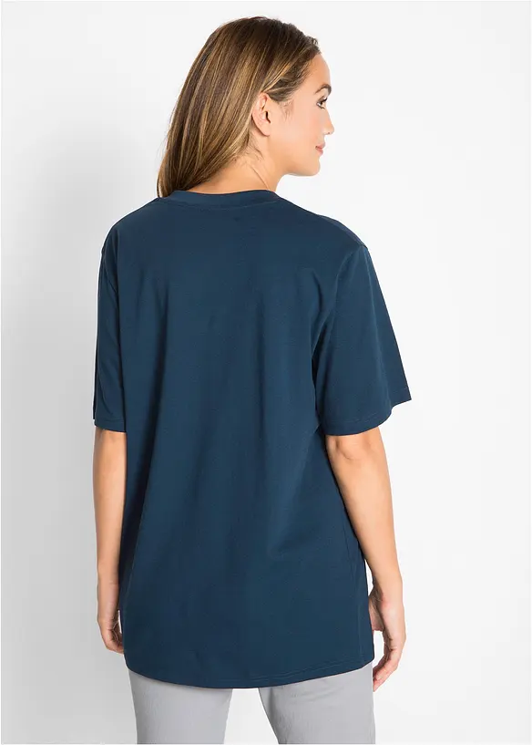 Lot de 5 T-shirts longs et amples à col V, bonprix