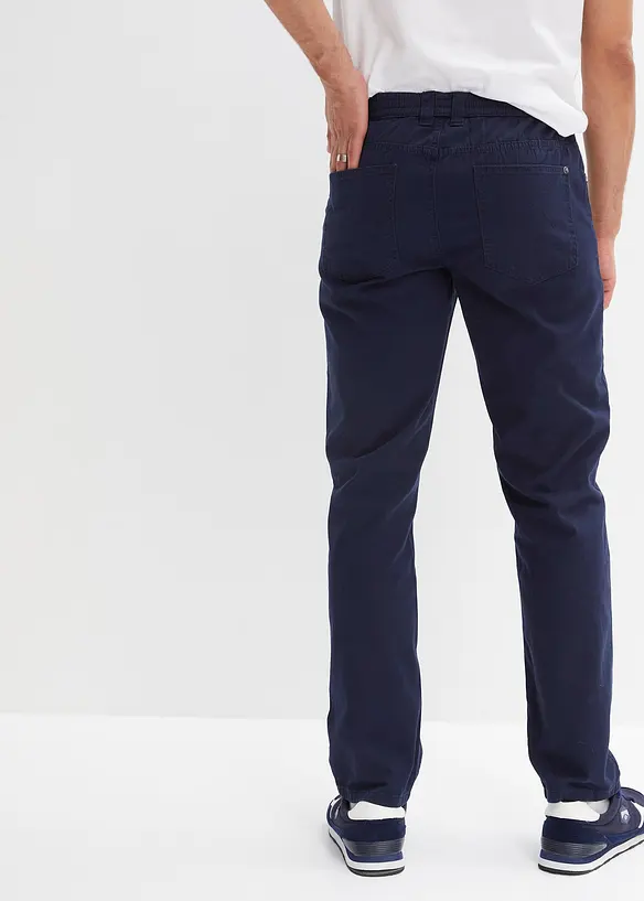 Pantalon droit taillé élastiquée 100% coton, Regular, bonprix
