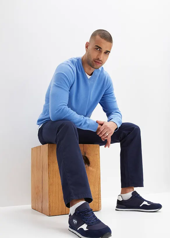 Pantalon droit taillé élastiquée 100% coton, Regular, bonprix