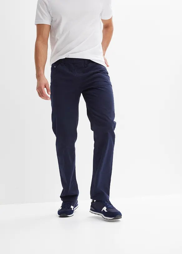 Pantalon droit taillé élastiquée 100% coton, Regular, bonprix