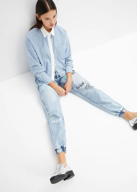 Jean barrel imprimé, bonprix