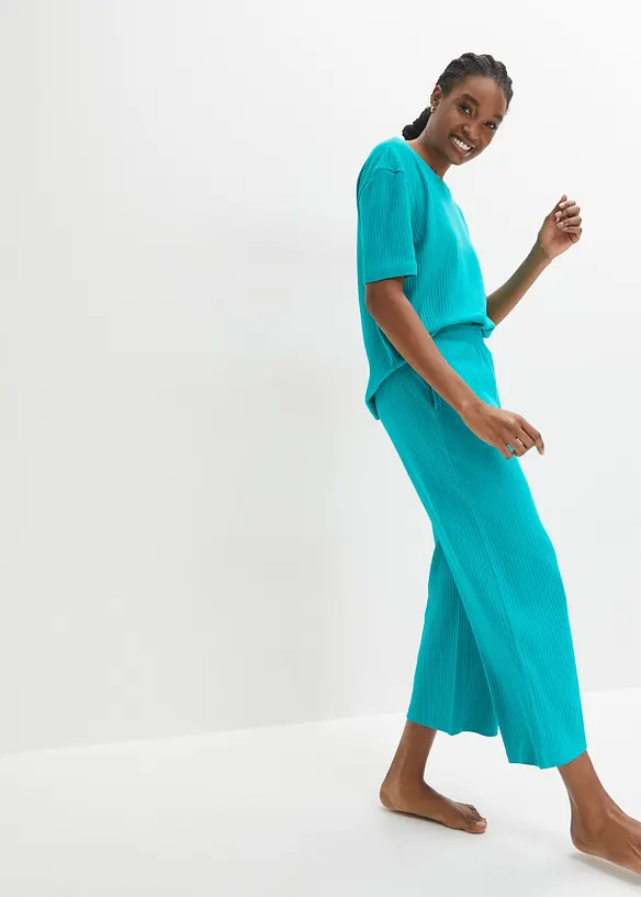 Pyjama côtelé avec pantalon large, bonprix