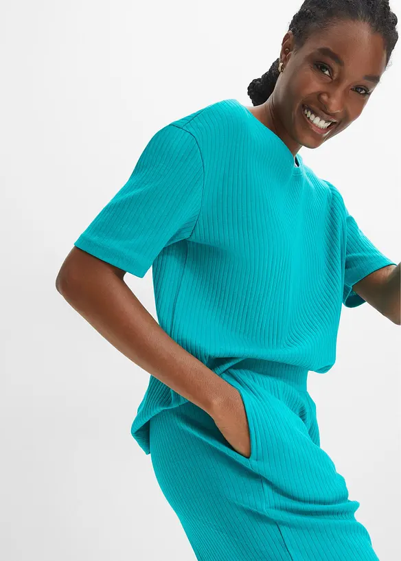 Pyjama côtelé avec pantalon large, bonprix