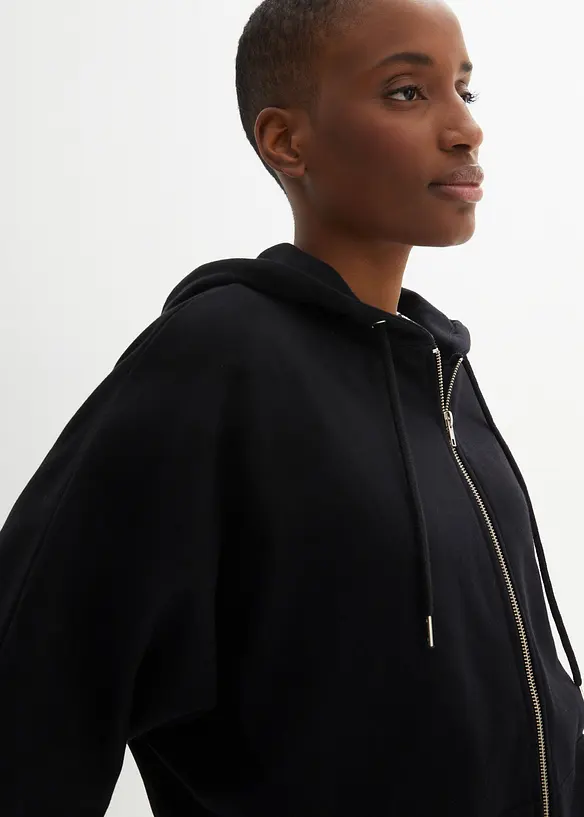 Sweat zipp&eacute; cape en coton, bonprix