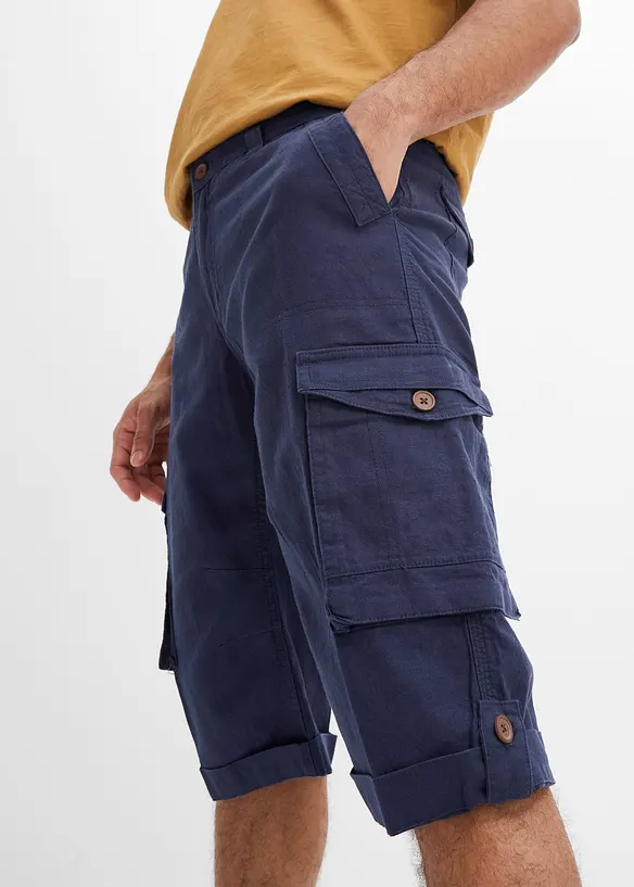 Bermuda long cargo en lin m&eacute;lang&eacute;, Regular, bonprix