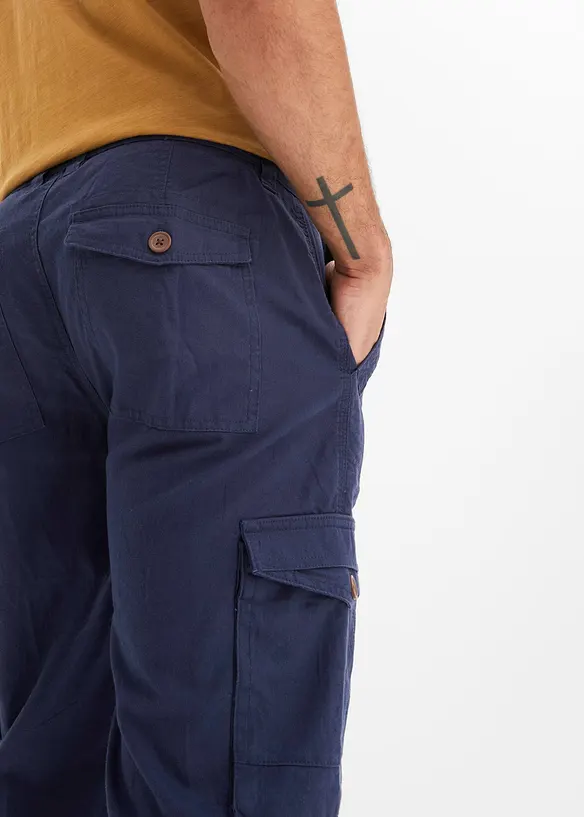 Bermuda long cargo en lin m&eacute;lang&eacute;, Regular, bonprix