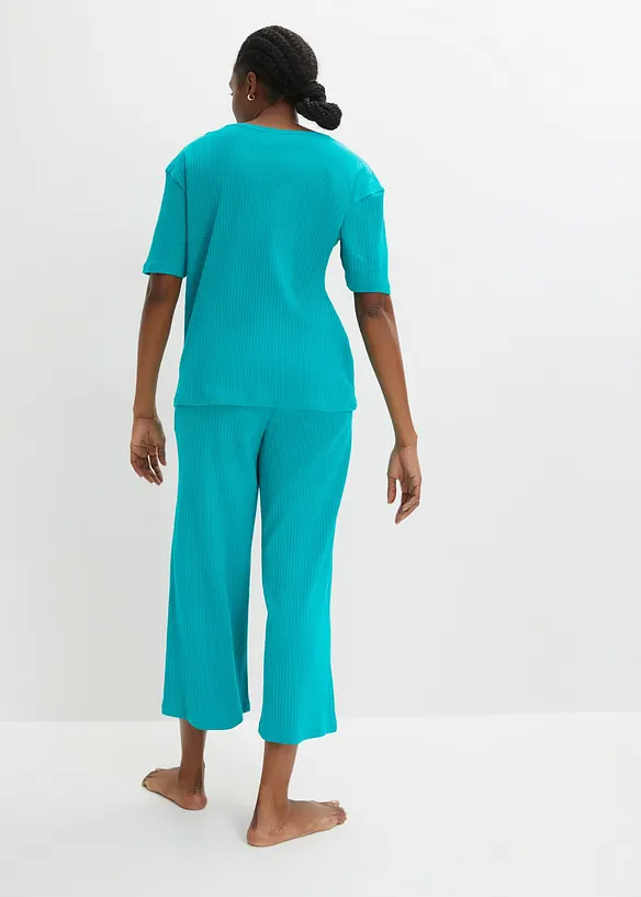 Pyjama côtelé avec pantalon large, bonprix